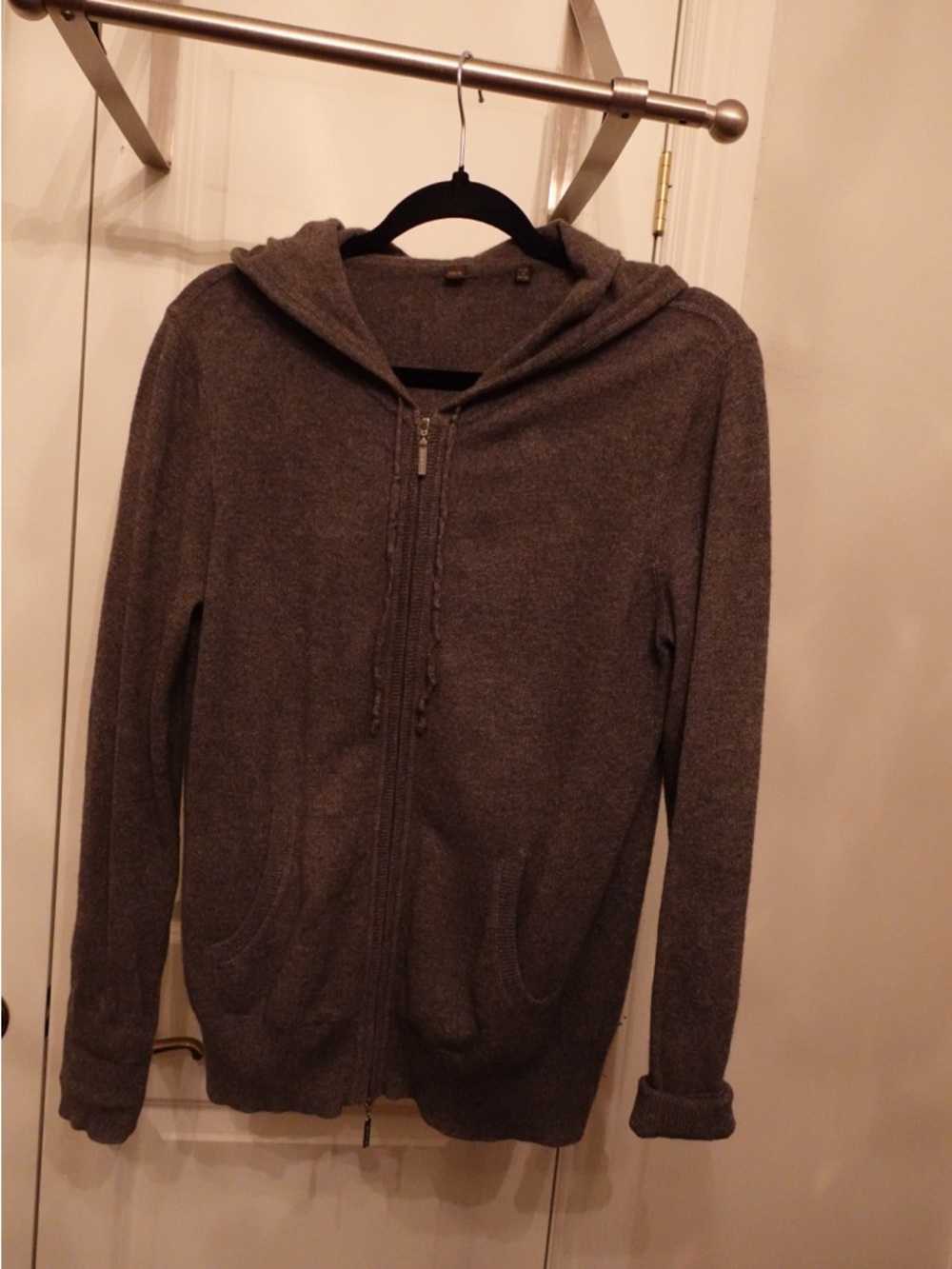 Grey Cashmere Zip-Up, Size 2/Small